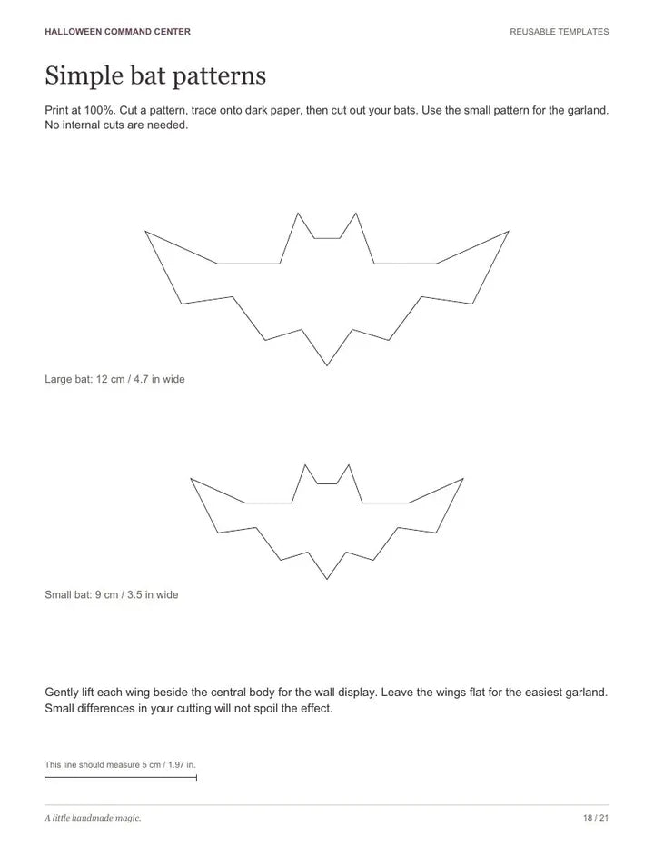The simple bat patterns page from the guide