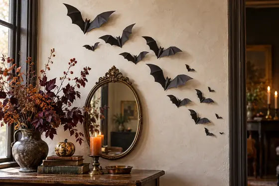 Paper bat wall swarm, AI styling mockup