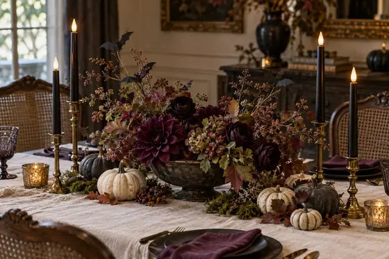 Halloween table centerpiece, AI styling mockup