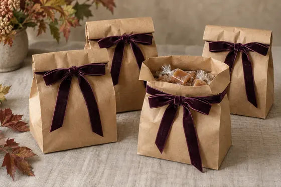 Ribbon-tied favor bags, AI styling mockup