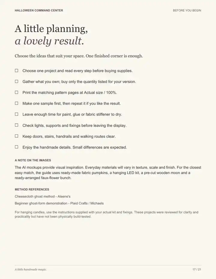 The planning checklist page from the guide
